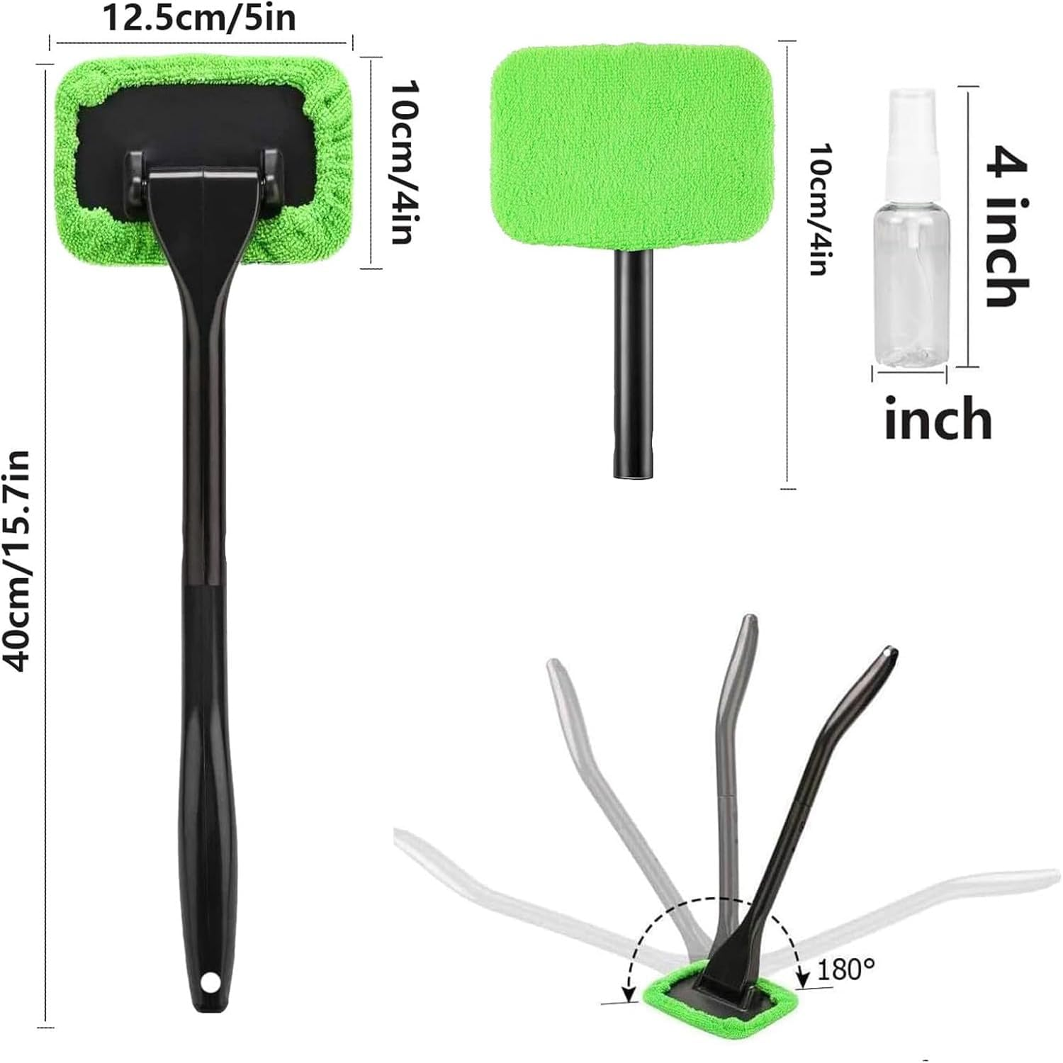 Car Windshield Cleaning Tool, Upgraded Windshield Cleaner with 5 Washable and Reusable Microfiber Pads and Extendable Handle for Auto Glass Wiper image number 4