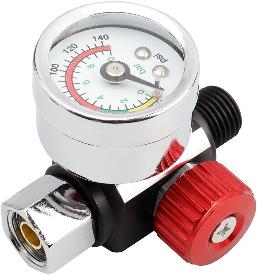 Yakamoz 1/4 Inch Air Pressure Regulator Kit, Professional Paint Spray Gun Adjusting Pressure Regulator Gauge for Pneumatic Tool image number 6