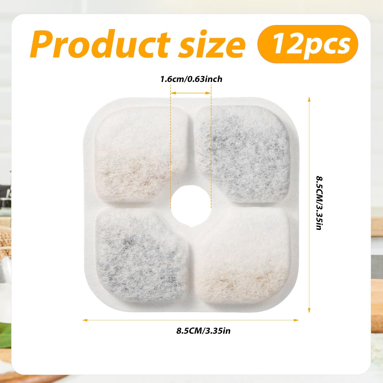 12Pcs Cat Fountain Filter Sponge, Cat Water Fountain Filter Portable Water Fountain Filter Replacement Compatible for Catit PIXI Pet Cat Dog Water Dispenser image number 3