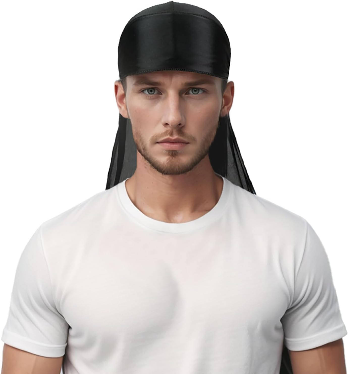 TOPTIE Silky Durag Headwraps, Extra Long Tail Wide Straps for 360 Waves Do-Rag - Black image number 7
