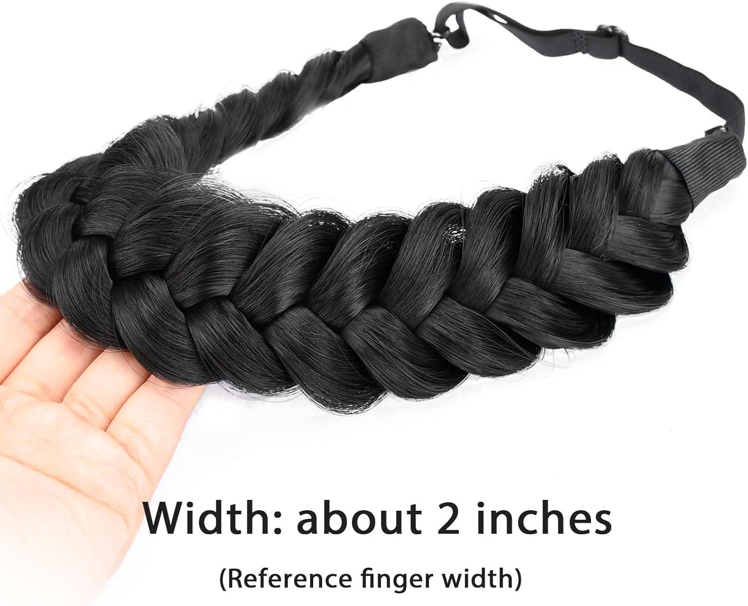 Gledola Messy Synthetic Hair Braided Headband Classic Chunky Wide Braided Headband (Black) image number 1