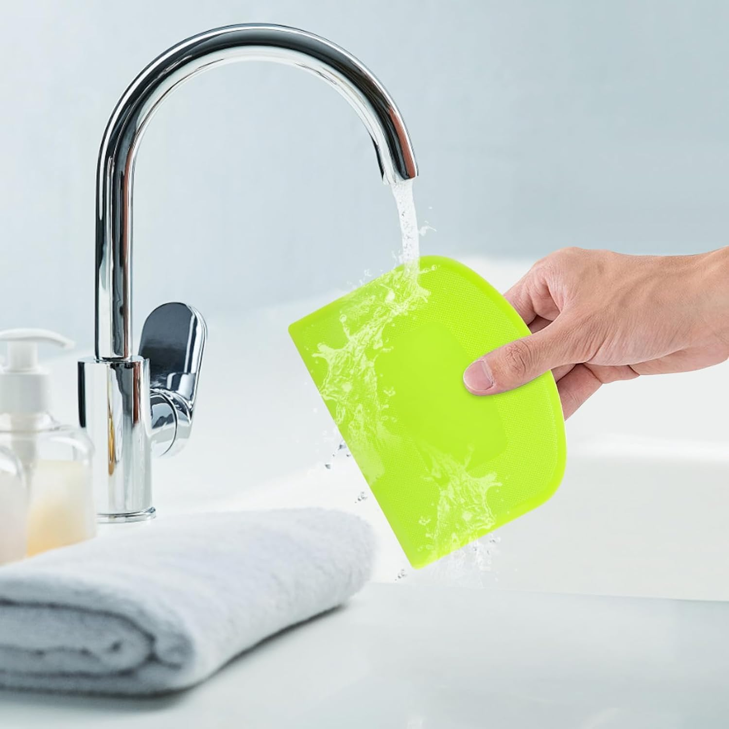 4 Pack Dough Scraper Bench Scraper for Baking, BPA Free PE Plastic Flexible Bowl Scraper, Food-Safe Plastic Dough Cutter for Bread Cake Dough Fondant Icing, White/Green/Orange/Pink image number 2