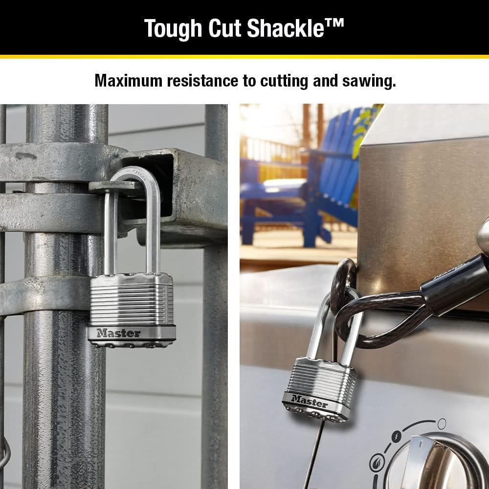 Master Lock M1XTRILH Magnum Laminated Steel Padlock with Shackle, 45 Mm Size (Pack of 3) image number 3