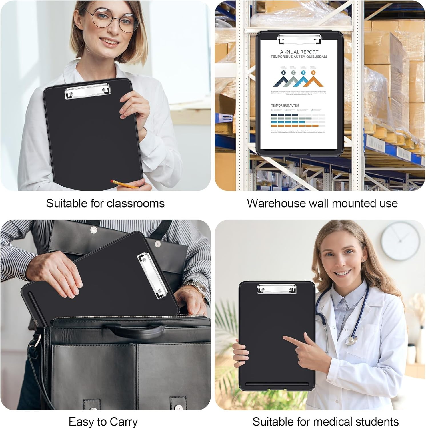 Hongri Clipboard with Storage, 8.5 X 11 Nursing Clip Board Foldable Storage for Nurses, Lawyers, Students, Classroom, Office, School, Size 13.4 X 9.4 X 0.9 In, Black image number 6