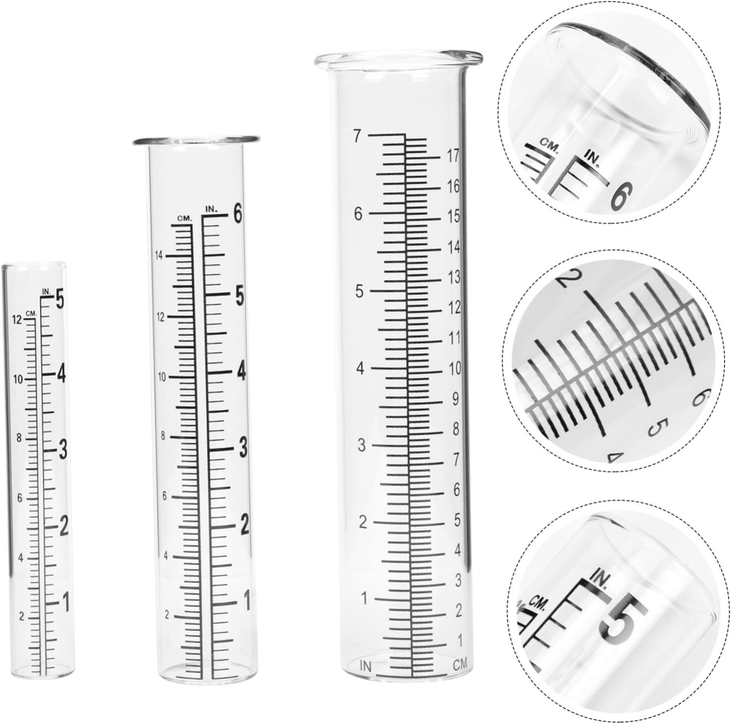 VICASKY 3Pcs Glass Rain Gauge Tubes Professional Rain Measuring Cylinders for Agriculture Meteorology Accurate Precipitation Collection and Outdoor Weather Monitoring image number 3