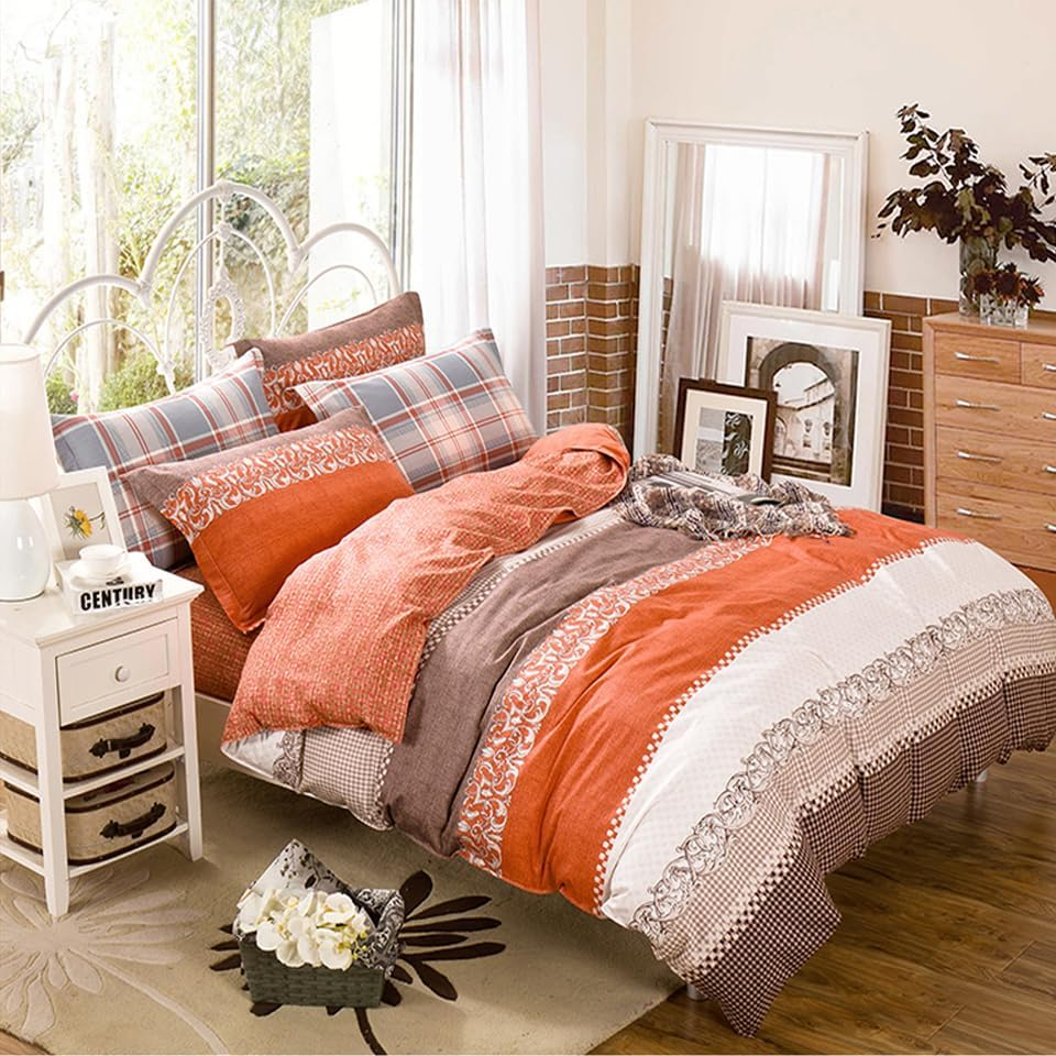 100% Cotton Quilt Doona Duvet Cover Set - Soft and Breathable - 9 Designs - 6 Sizes (King Single, 2)