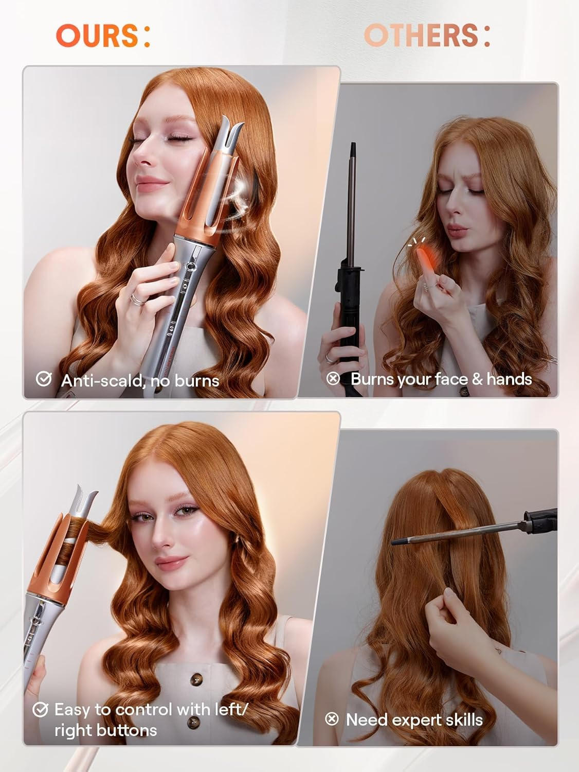 Automatic Hair Curler, 32Mm Barrel, Rose Gold and Silver, 10-Minute Styling image number 2
