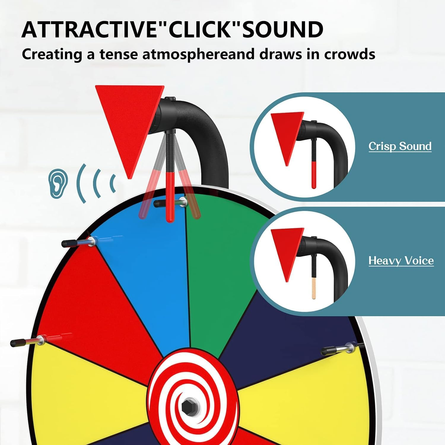 16" Spinning Prize Wheel - 10 Slots Color Roulette Spinner with Adjustable Folding Tripod Floor Stand. Includes Marker and Eraser.Play Fortune Spin Game at Trade Show, Carnival. image number 4