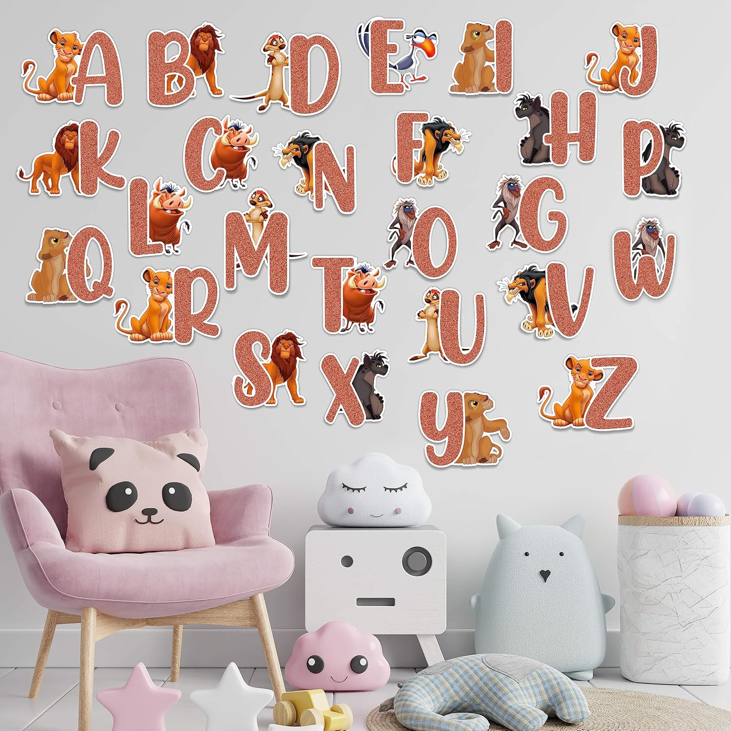 The Lion Kng Alphabet Wall Stickers &ndash; Lion-Inspired Animal Letters for Kids Room, Educational Jungle Theme Nursery Decor, Removable Safari Alphabet Decals for Boys & Girls image number 6