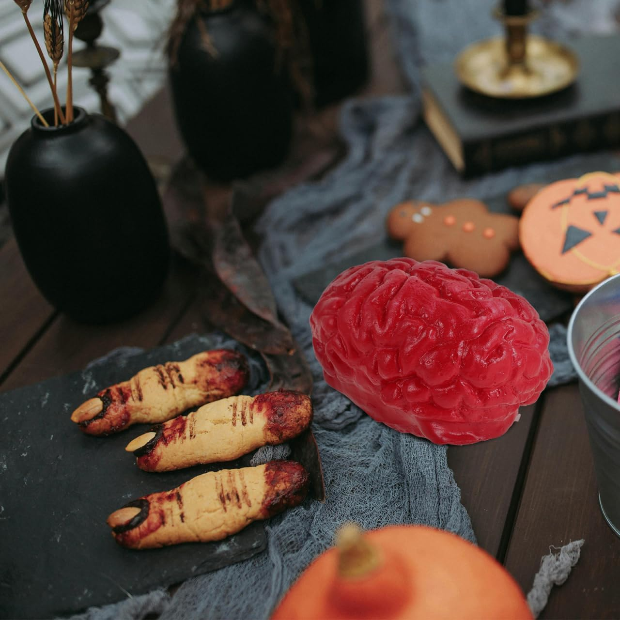 Latex Simulated Brain Props 2Pcs Realistic Fake Human Brains 5.1X3.5 Inch Halloween Decor Horror Party Decorations for Haunted Houses image number 5