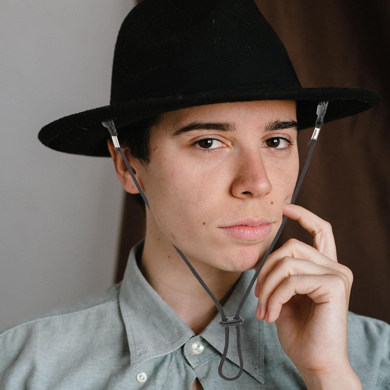 ULTECHNOVO Adjustable Hat Strap Hat Chin Cord Black Windproof Strap Clips Removable Retainers Anti- Lost Straps with Spring Loaded Stop Cord Lock (2Pcs) image number 2