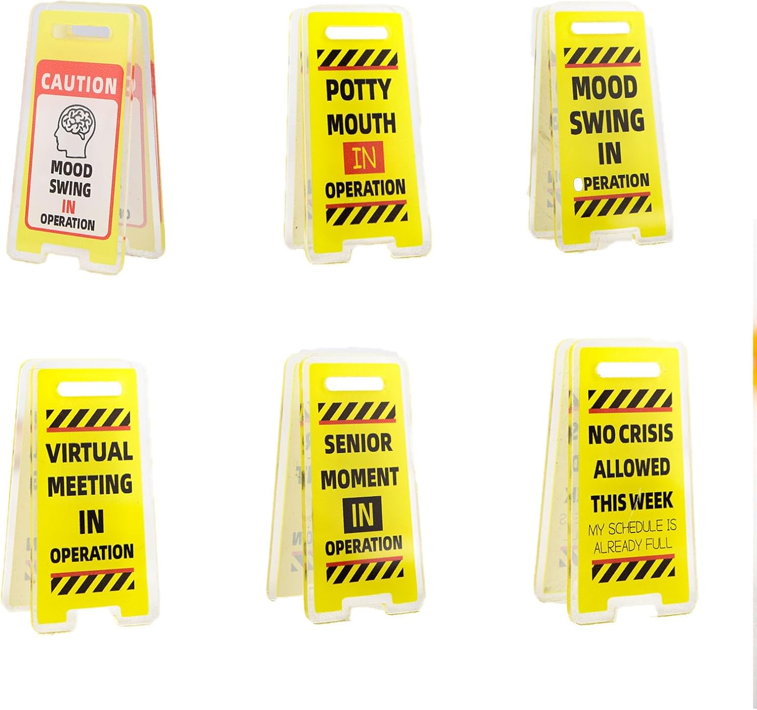 6-Pack Funny Sticky Note Holders - Hilarious Office Desk Clips with Sassy Signs, Perfect White Elephant Gifts for Coworkers (Group C)