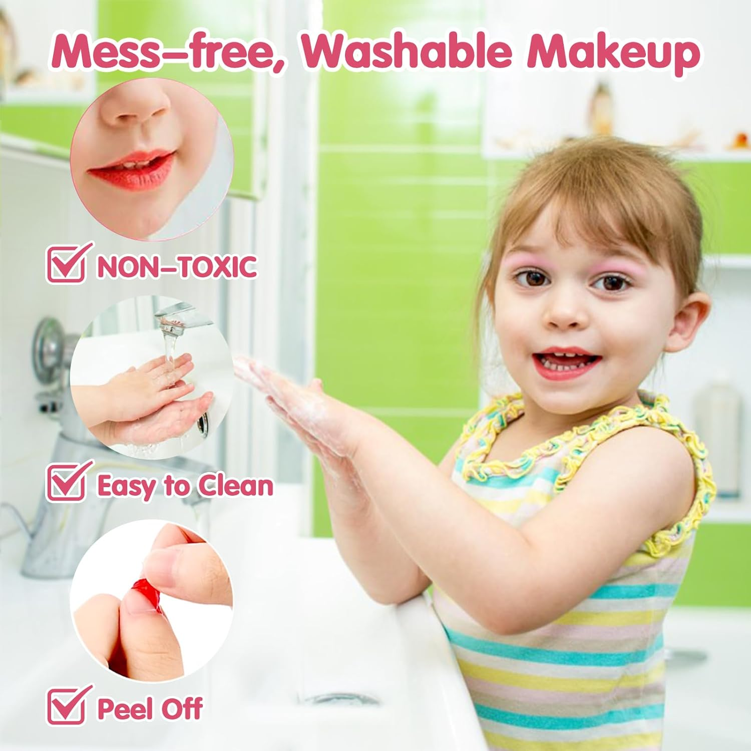 Kids Makeup Kit, Toys Kids Makeup Set for Girls, Washable Kids Make up Kit with Real Cosmetic Set Toys, Pretend Play Makeup Toys Gifts for Toddlers Kids Girls 3 4 5 6 7 8 Years Old image number 3