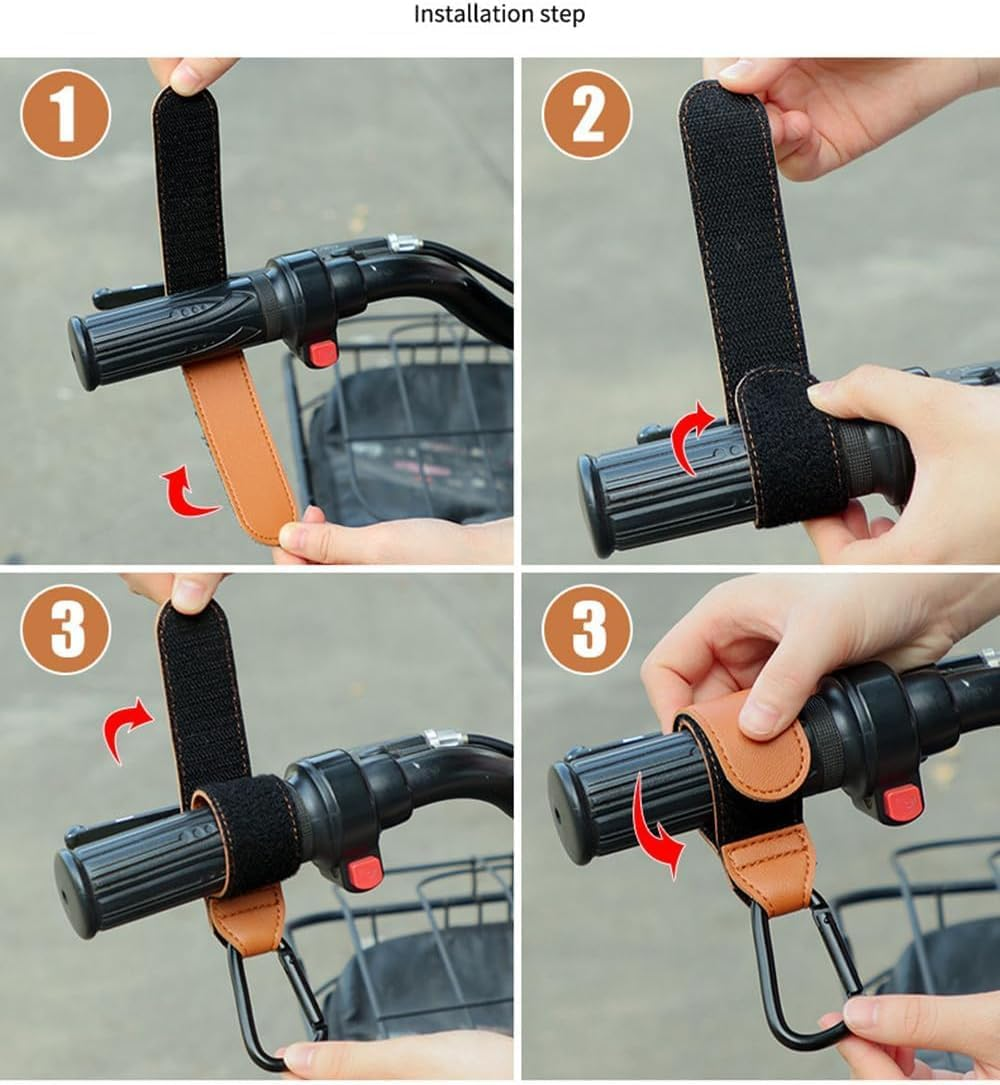 WANXINPT 4-Pack Heavy Duty Pram Hooks - 360&deg; Rotating Stroller Bag Clips for Diaper Bags, Shopping & Travel | Universal Baby Pram Accessories (Black)