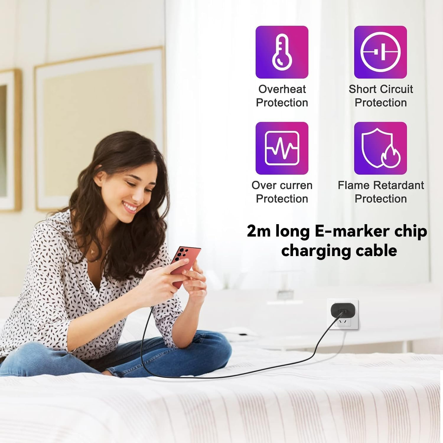 45W USB C Super Fast Charger for Samsung, USB Wall Charger Block with 2M/6.6FT Type C Charging Cable Cord, Type C Adapter for Samsung Galaxy S23 Ultra/S23/S23+/S24/S24+/S24Ultra/S22 Ultra/Galaxy Tab image number 2