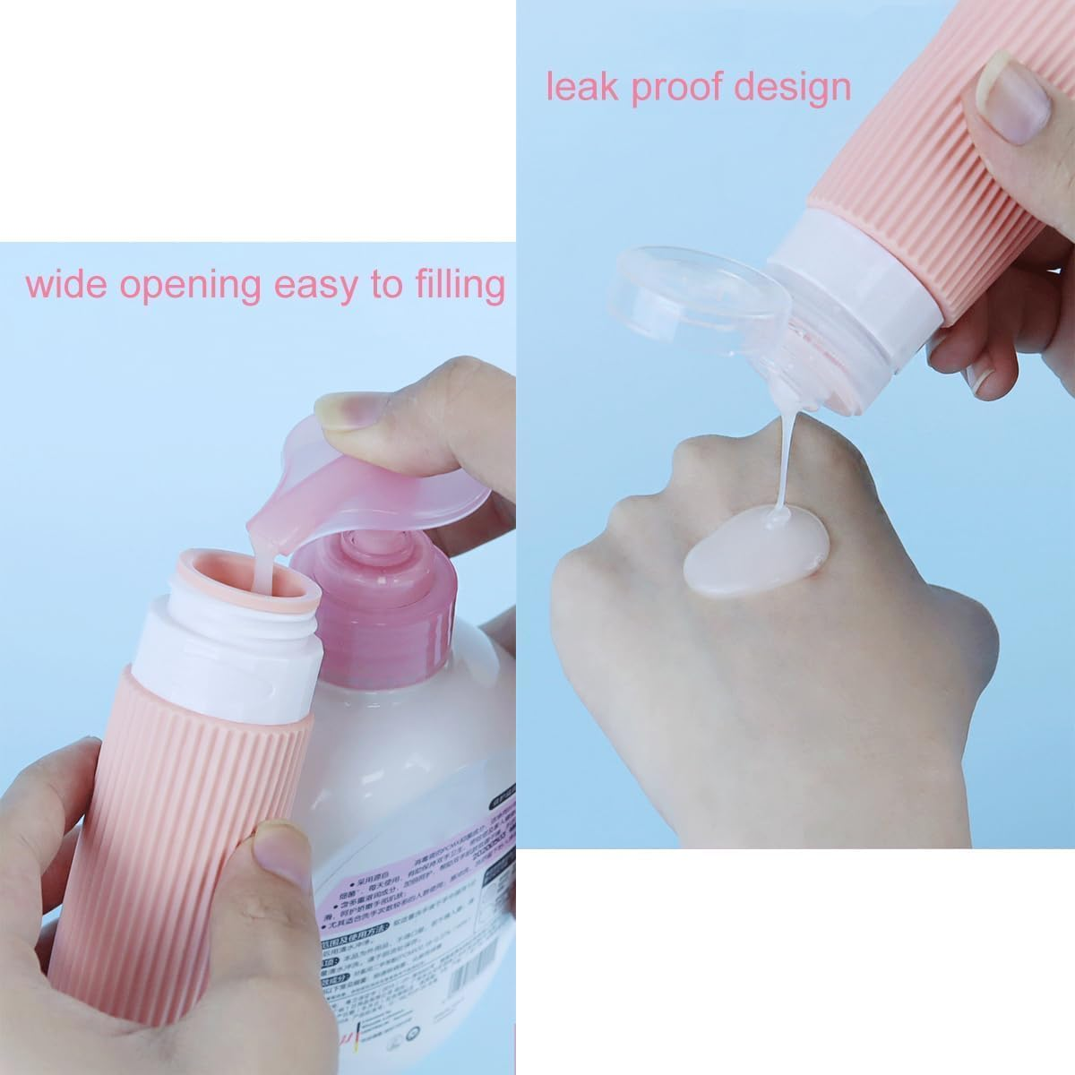 Silicone Travel Bottles Refillable Squeeze Bottles,4Pcs Leak Proof Silicone Toiletries Containers,Travel Bottle Containers,Refillable Toiletry Containers,Leak Proof Squeezable Travel Bottles,100Ml image number 5