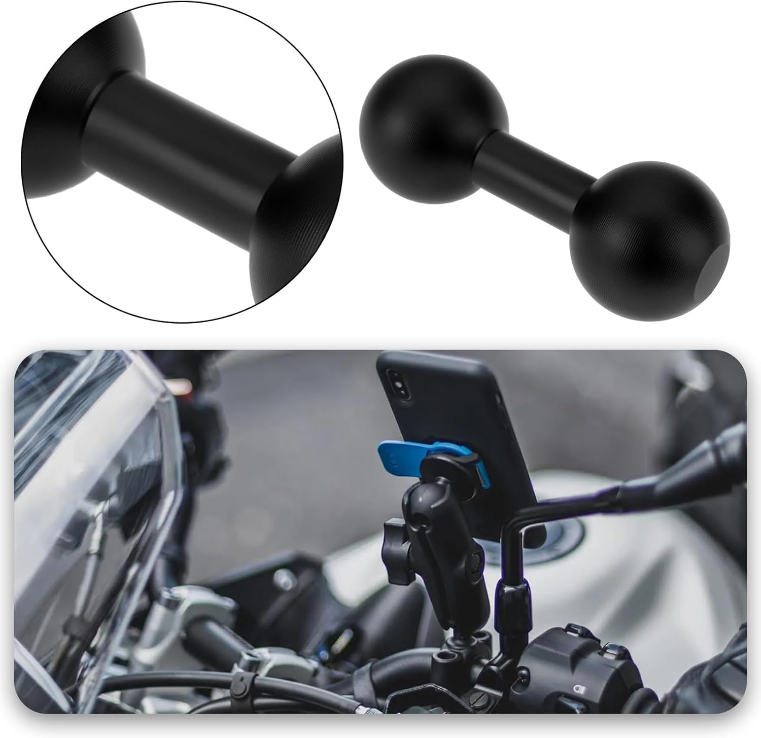 OTOTEC 1Pc Aluminum 20Mm to 20Mm Ball Mount Adapter Universal Double Ball Head Mount Extension Dual Ball Adapter Compatible with Multiple 20Mm Double Ball Mounting Arms