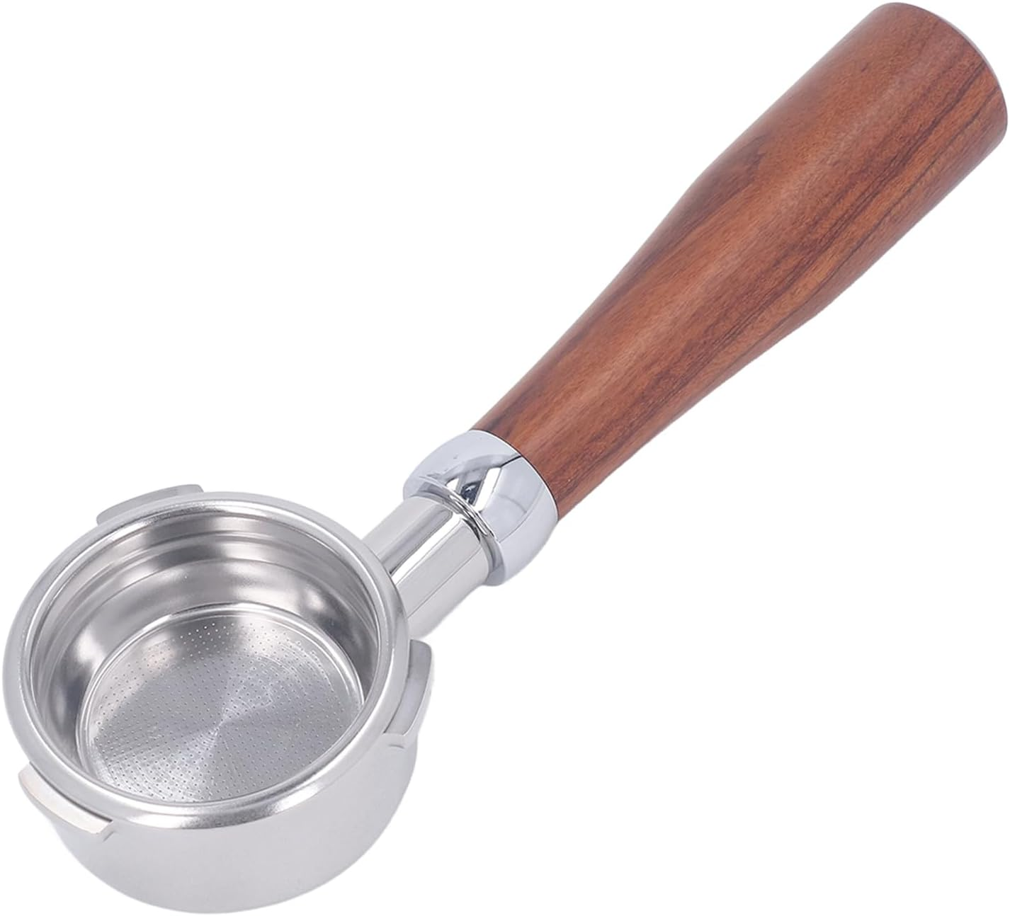 Coffee Bottomless Portafilter, Removable 58Mm Bottomless Portafilter, Anti-Oxidation, Easy To, 3 Ears Solid Wood Handle for Coffee Shop (E Circle Rosewood) image number 3