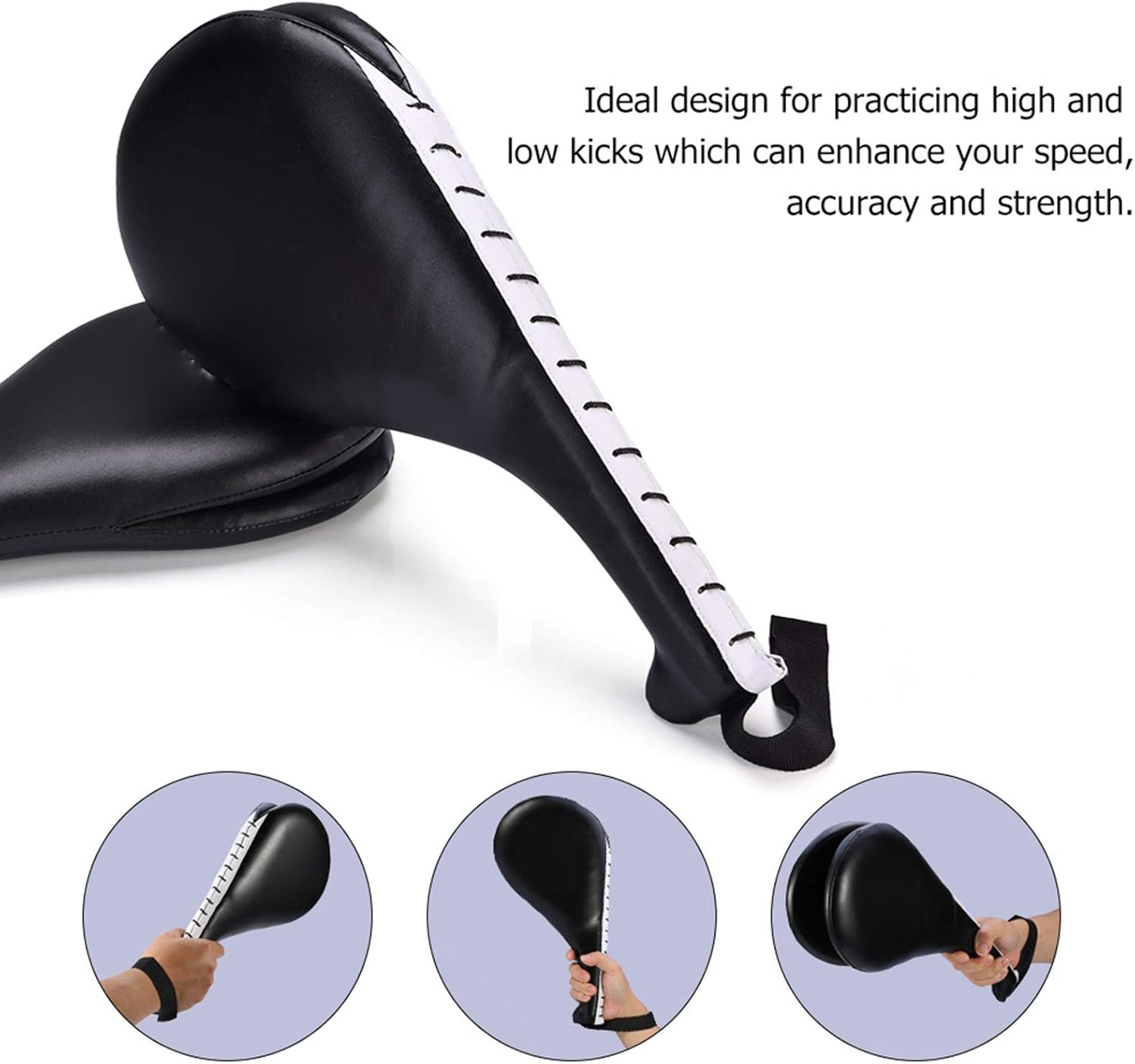 Taekwondo Double Kick Pad,Target Karate Kickboxing Training TKD Kicking Pad,Practice Kick Target Training Double Face Kick Foot Pad,Martial Arts Equipment Sporting Goods Paddle - Black image number 1