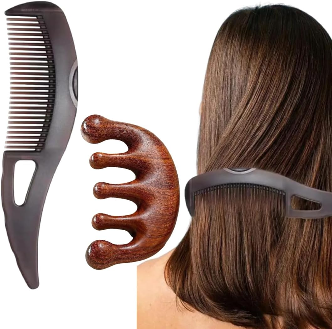 EUYKQNOI 2-Piece Dandruff Comb Scalp Comb Scalp Comb Dandruff Comb Hollow Tooth Comb for Dandruff on the Scalp, High-Quality Press Hair Comb with Skin Scratching Handle, Scalp Care Comb for Men And image number 2