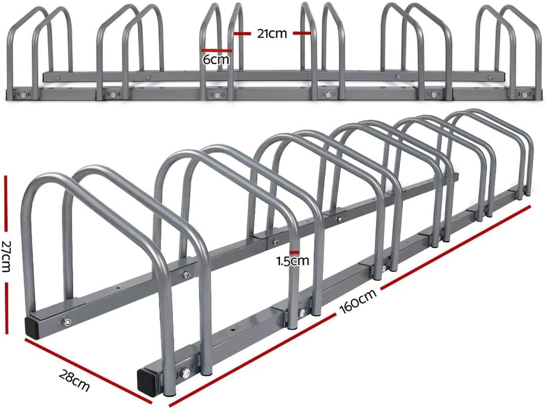 Weisshorn 6 Bike Stand Storage Rack, Road Bikes Holder Foot Floor Parking Stands Balance Bicycle Storages Outdoor Garage Park Tool Cycling Equipment, Steel Construction Silver image number 4