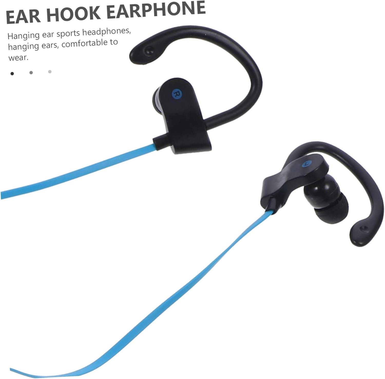KICHOUSE Ear Hook Stereo Headset with Microphone Wired Earphones for Sports Universal Fit Black and Navy Compatible with Smartphones image number 1