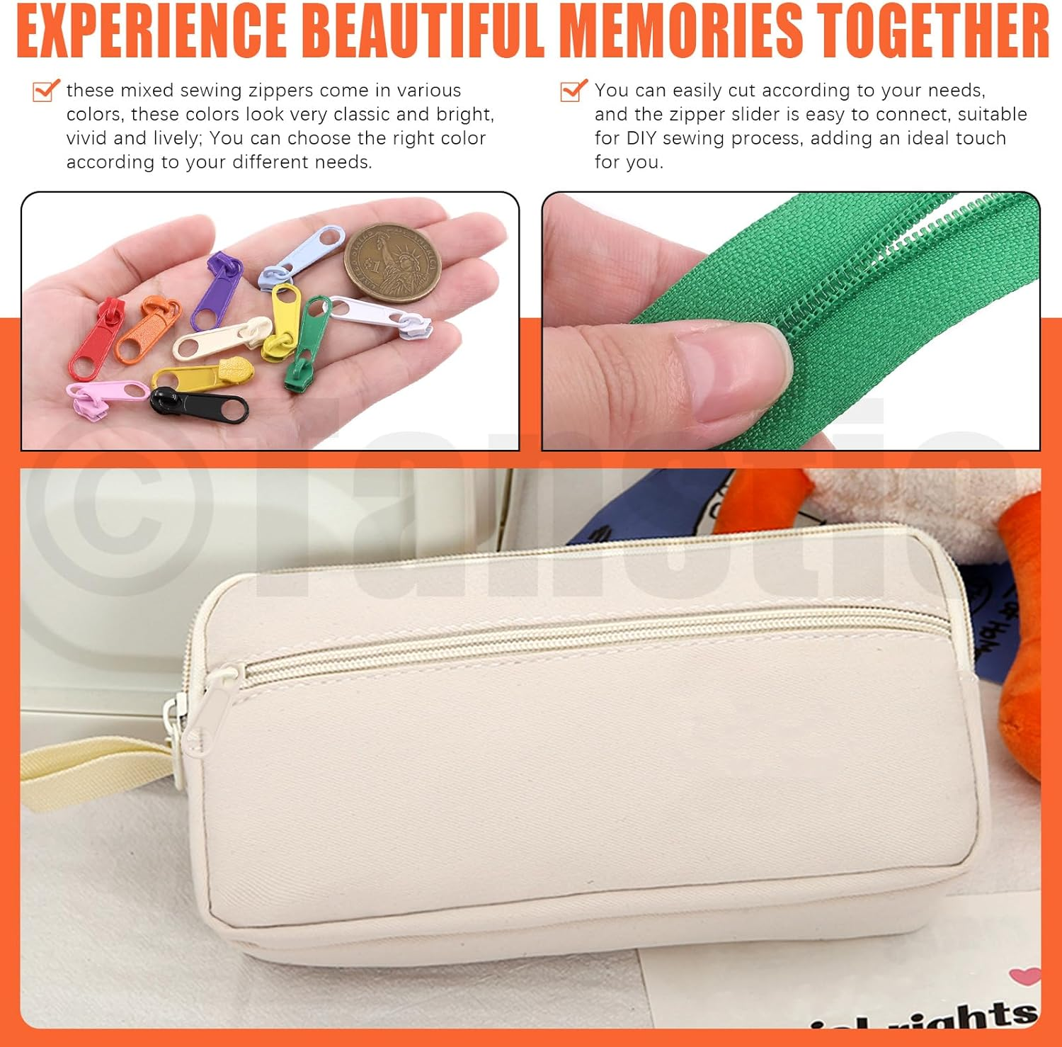 Tanstic 121Pcs (11 Sets) 33 Yards Nylon Coil Zippers with Sliders Assortment Kit, 11 Colors Sewing Zippers Bulk with Zipper Heads for Tailor Sewing Crafts image number 5