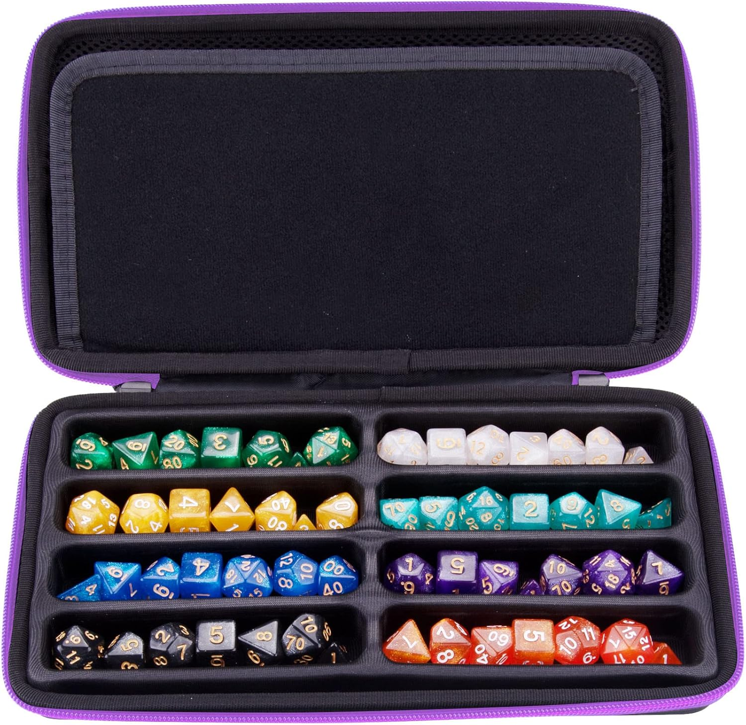 SIQUK Dice Case DND Dice Box Dice Storage Case Dice Organizer Holder with Handle Removable Slotted Tray Holds 8 Sets DND Dice for Dungeons & Dragons and Other RPG Table Games, Violet, Modern - Pure Blue image number 2