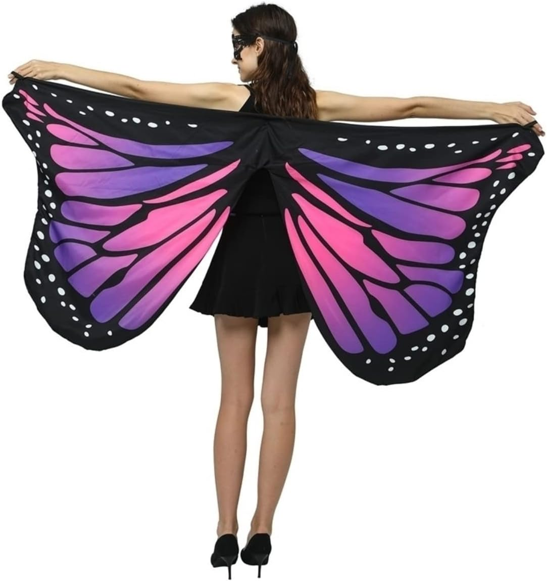 Costume Bay Woman'S Soft Fabric Multicolour Butterfly Wings Cape Scarf Wrap Printing Shawl Butterfly Fairy Ladies Halloween Dress up Cape Ladies Costume Accessory - Gradient Blue/Purple image number 3