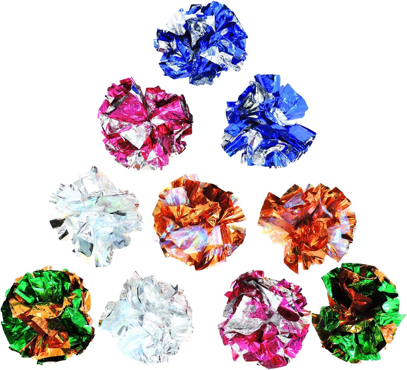 Dubom Cat Crinkle Balls, 2.36 Inches Colorful Cat Balls Chew and Chase Cat Mylar Crinkle Balls Lightweight Cat Toys for Indoor Cats to Keep Fit and Active (10 Pcs) (10Pc)