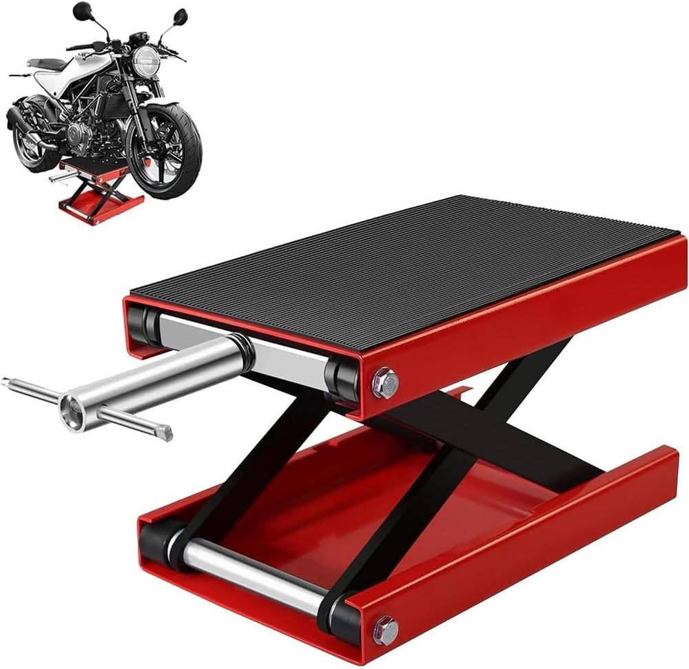 Motorcycle Lift &ndash; Heavy Duty Scissor Lift Jack for Cruiser Bikes Maintenance with Crank, 500Kg Capacity Steel Motorcycle Jack & Hoist Stand, Compact & Stable Scissor Lift for Garage & Workshop image number 6