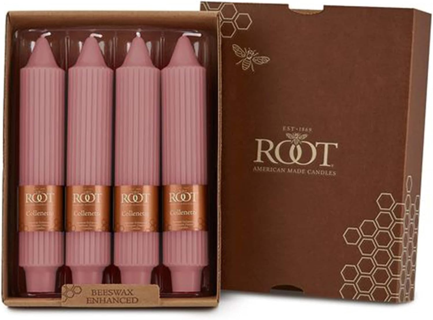 Root Candles Unscented Smooth Collenette 9-Inch Dinner Candles, Box of 4, Garnet