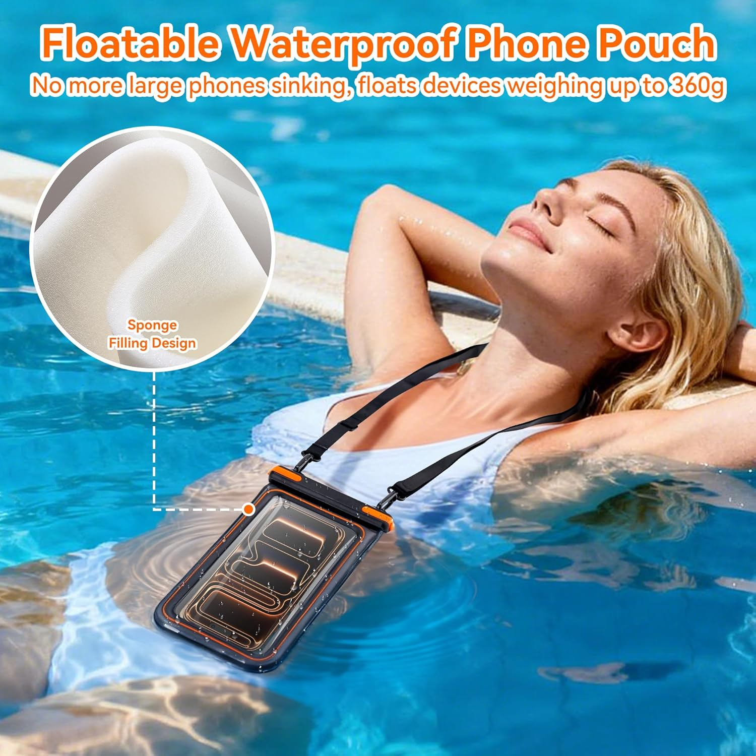 Citymore Universal Waterproof Phone Pouch,Ip68 Waterproof Floating Phone Case,Cell Phone Dry Bag for Beach, Protector for Iphone 17 16 15 14 13 12 11 Pro Max plus Air, Galaxy S25 S24, 4-7" - White image number 7