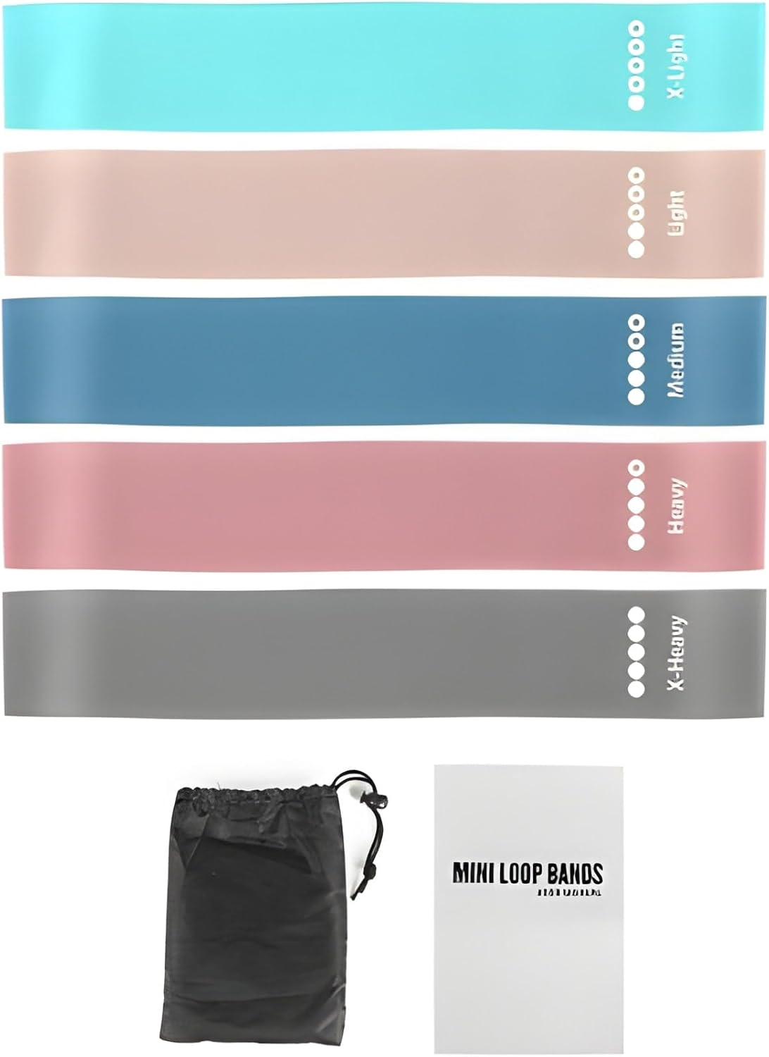 NEOLYMP Resistance Loop Bands, Exercise Bands Set of 5 Rubber Latex Anti-Slip Resistance Band for Workout, Stretching, Physical Therapy, Yoga and Home Fitness