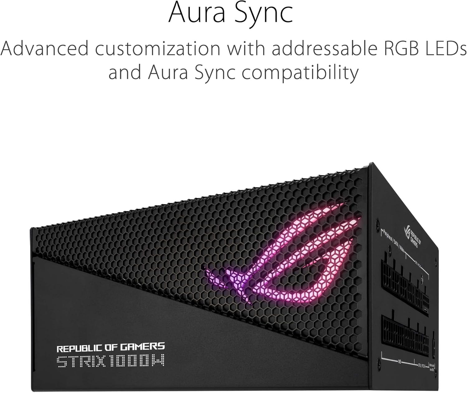ROG Strix 1000W Gold Aura Edition (Fully Modular Power Supply, 80+ Gold Certified, ATX 3.0 Compatible, Pcie Gen 5.0 Ready, Dual Ball Bearing, Axial-Tech Fan, Aura Sync) image number 6