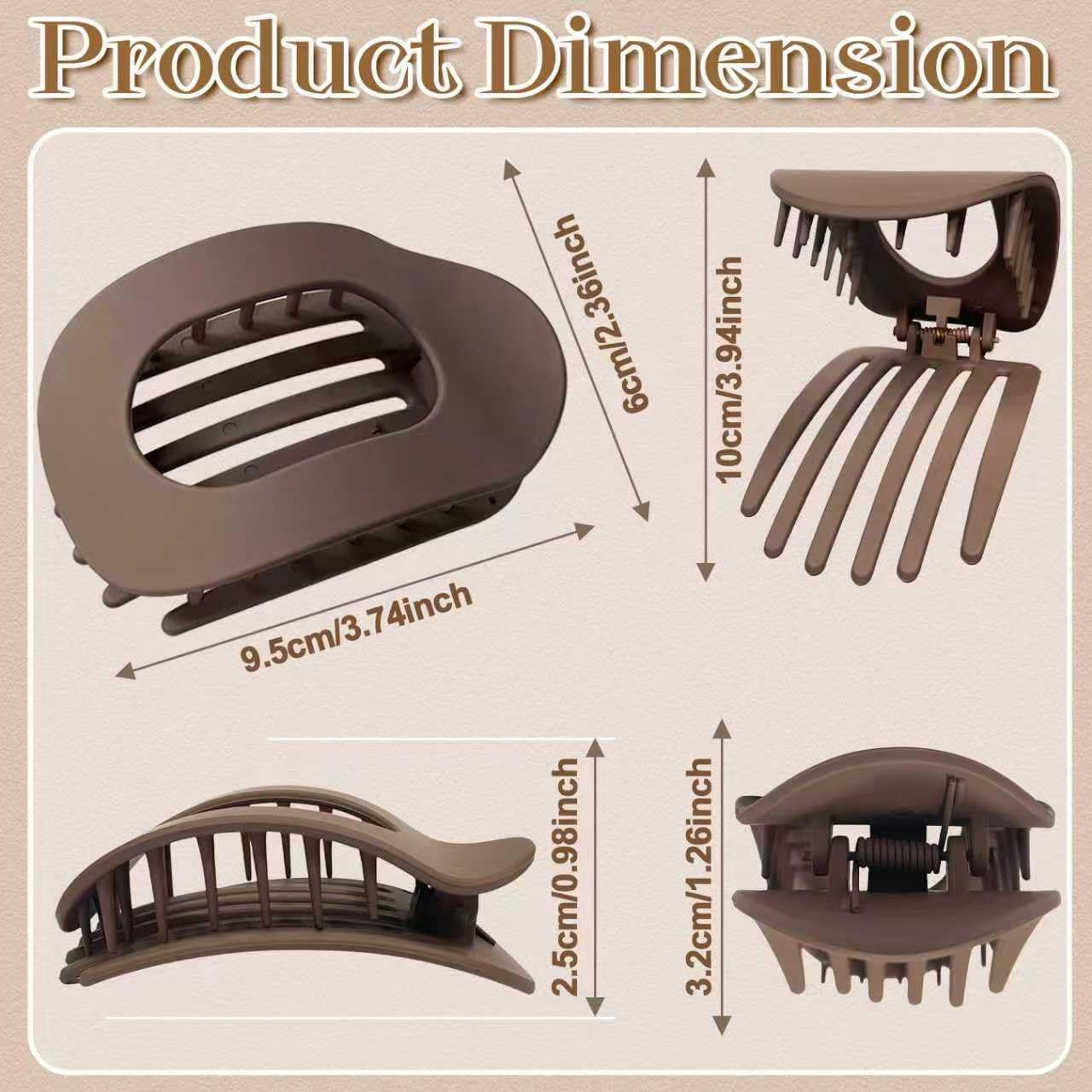 TZEKING Pack of 6 Hair Clips for Women, Flat Claw Clip, Thin Hair, Non-Slip Hair Clip, Strong Hold Side Hair Clips for Thick and Thin Hair image number 2