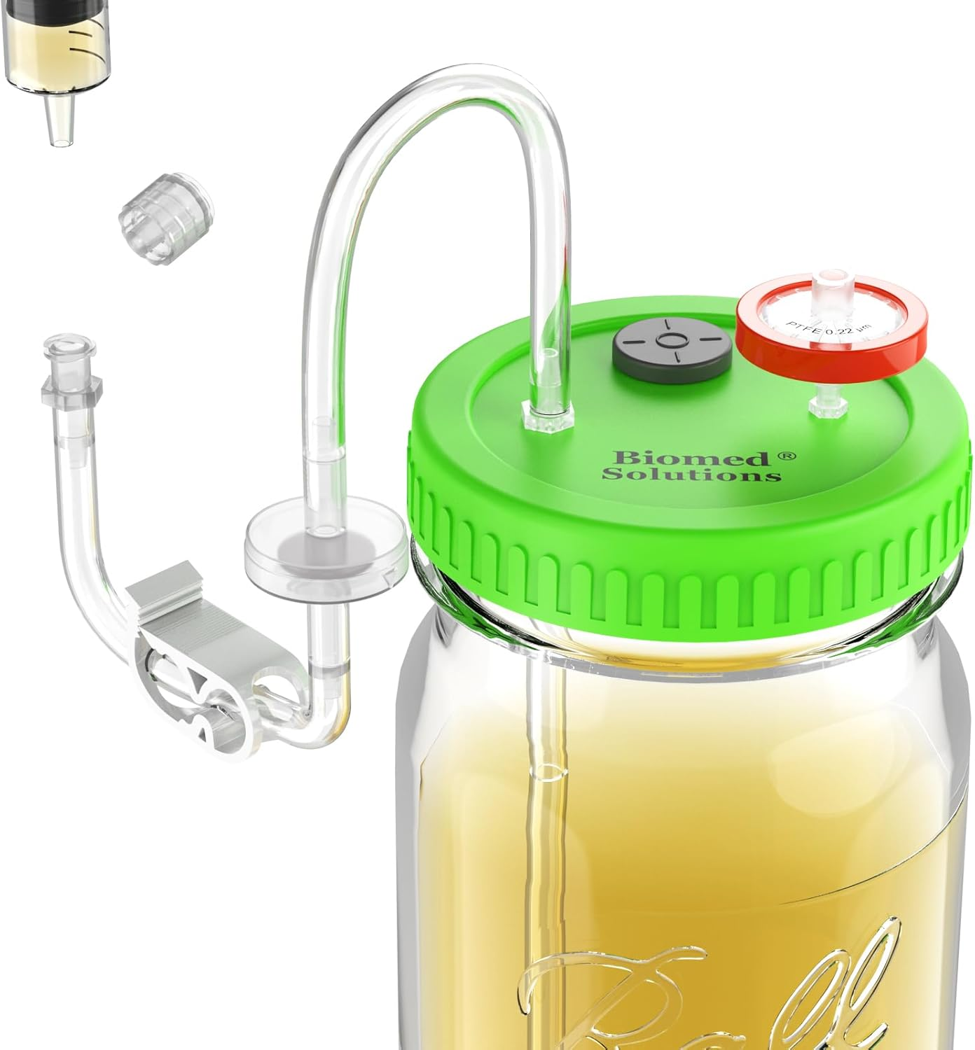 6Pcs Regular Mouth Liquid Culture Lid,Grain Spawn Cultivation Mason Jar Lid with 0.22Um PTFE Syringe Filter & 20Mm Self Healing Injection Ports for Mushroom Growing Mycology(Yellow) image number 4