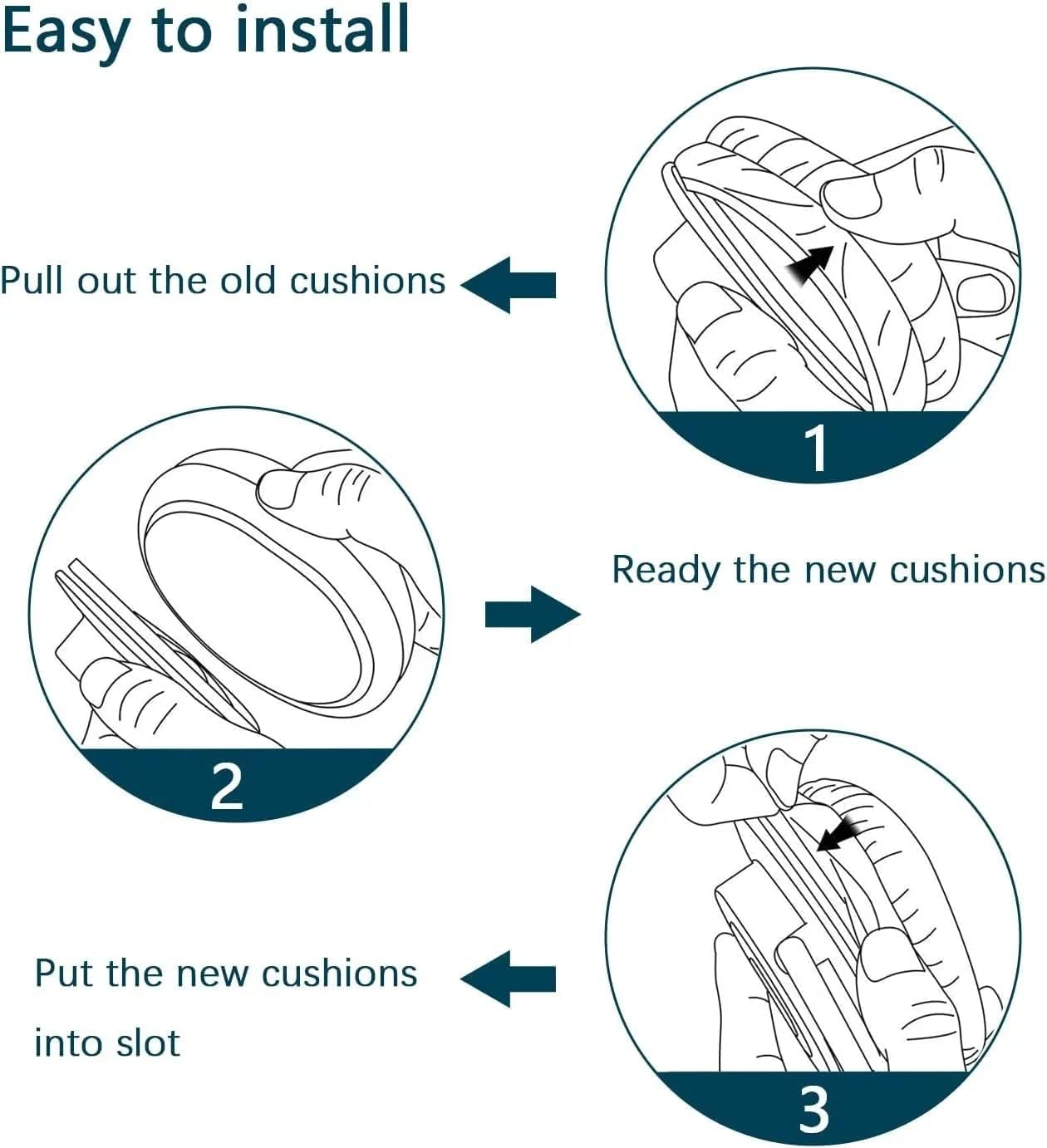 HD4.50BT Replacement Ear Pads Quite-Comfort Protein Leather, Earpads Cushions for Sennheiser HD4.50BT, HD4.50BTNC, HD4.40BT, HD450BT HD430 HD440 HD350BT HD400S HD458BT HD300 Headset（Champagne） - Black image number 3