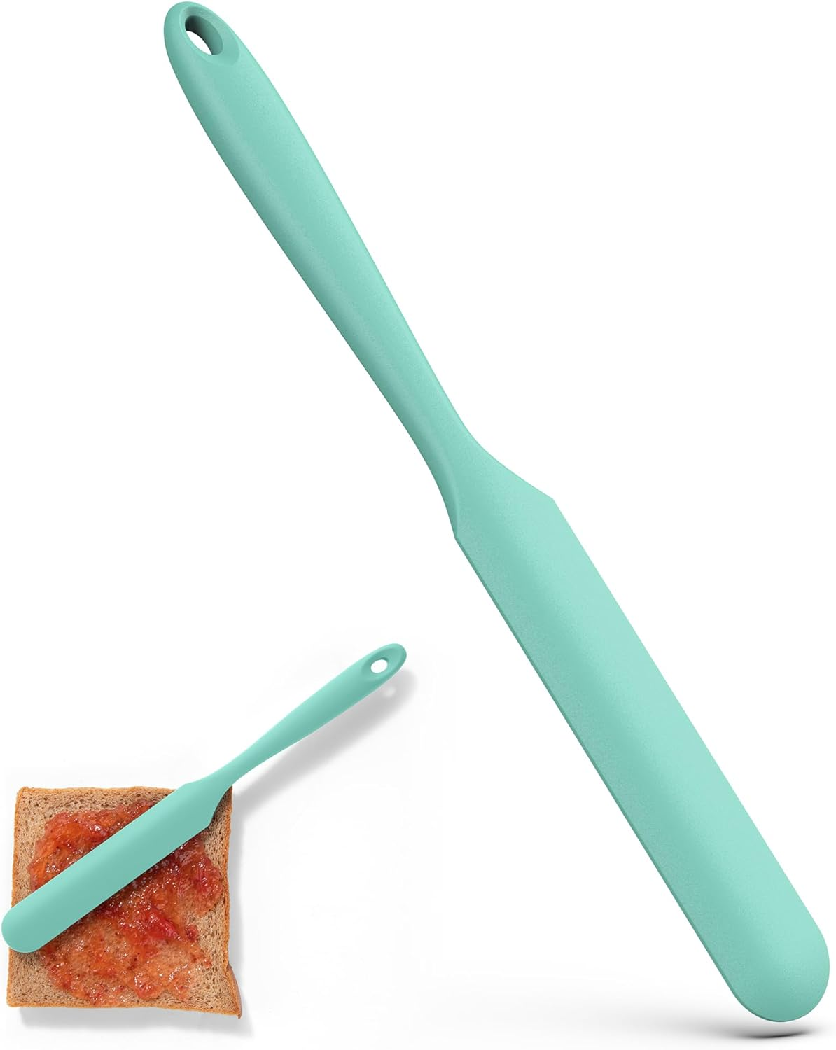 U-Taste 25Cm Jam Jar Spatula: 315℃ Heat-Resistant Silicone Long Skinny Sourdough Stirring Stick, Sturdy Flexible Narrow Peanut Butter Spreader for Mixing Icing Scraping Cream (Aqua Sky)