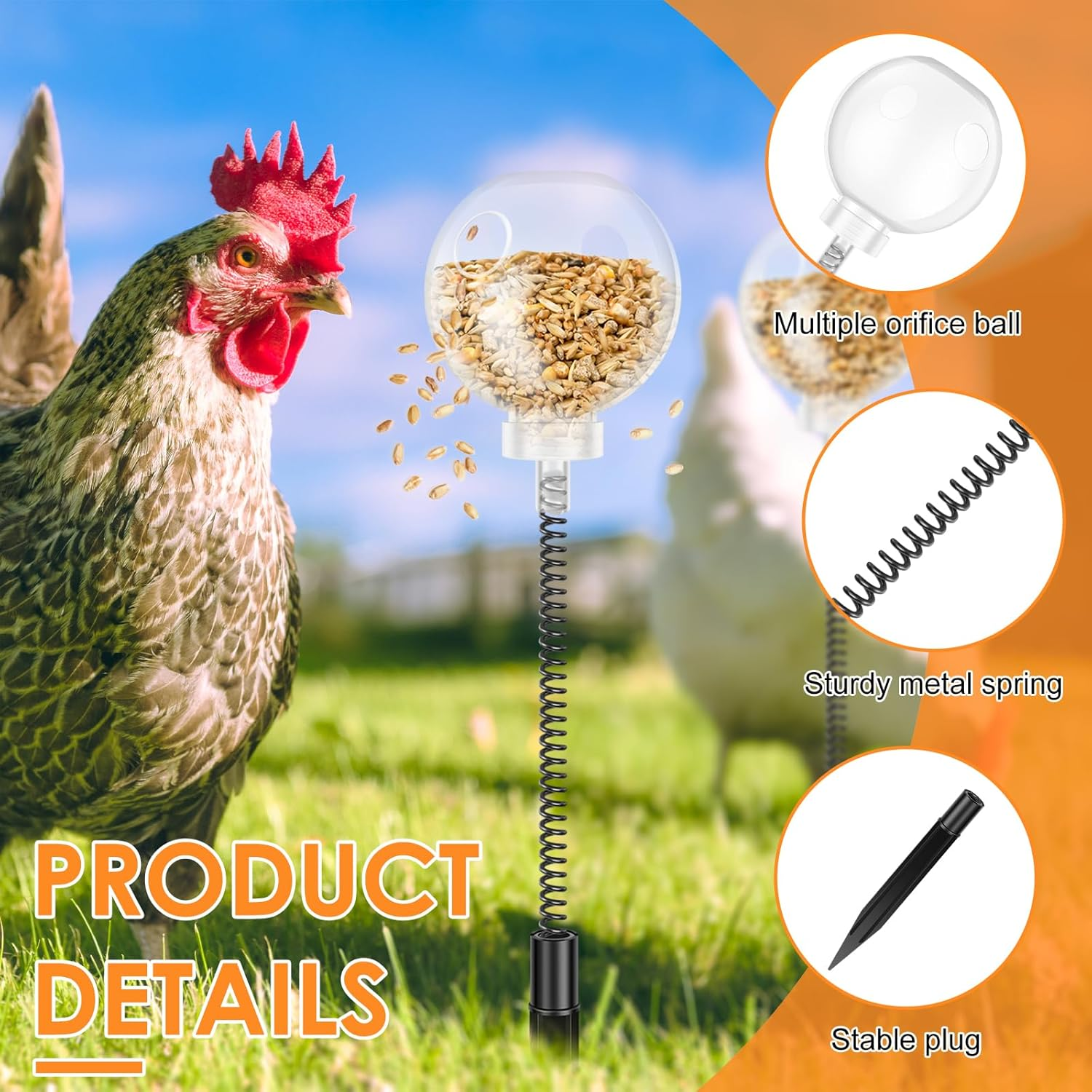 Awobepl 2 Pack Peck Toy Lightweight Chicken Treat Dispenser Interactive Chicken Slow Feeder Toy for Hens Ducks Large Birds Parrots image number 6