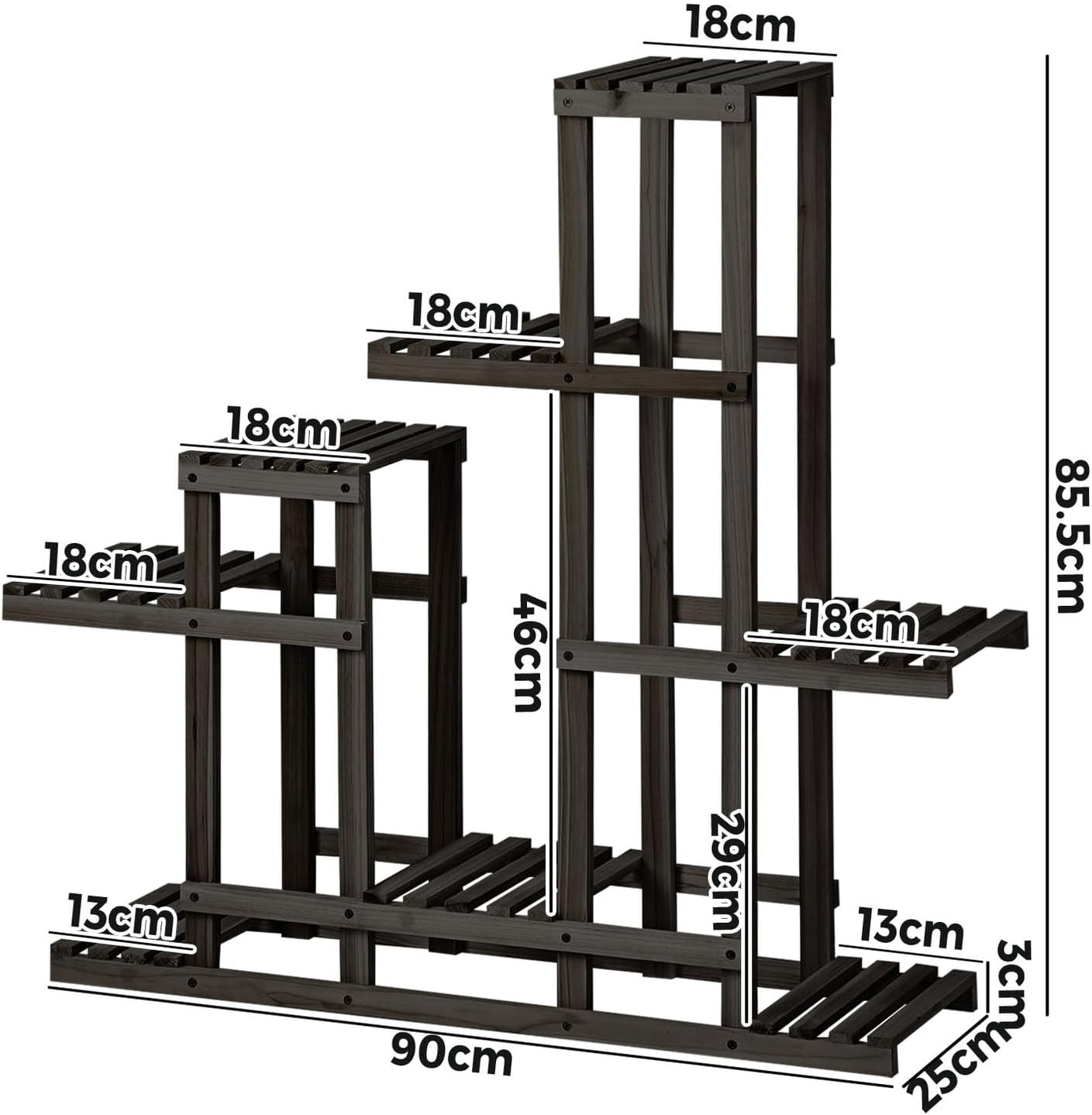 Livsip Wooden Plant Stand with 6 Tier and 8 Potted image number 1