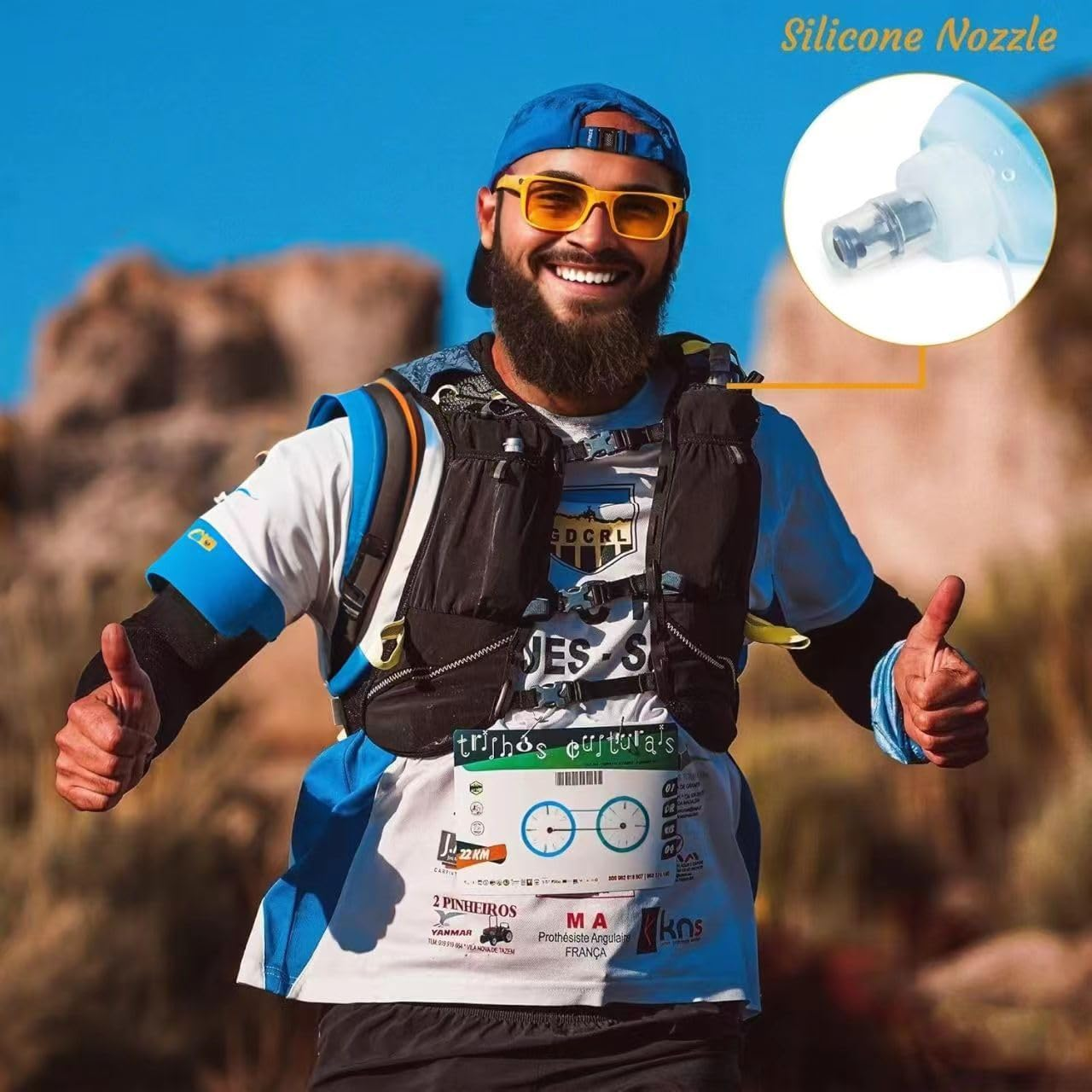 250ML Soft Flask Running Water Bottles,Foldable Water Bottle,Tpu Collapsible Running Hydration Flask for Hydration Pack Hiking Cycling Climbing image number 4