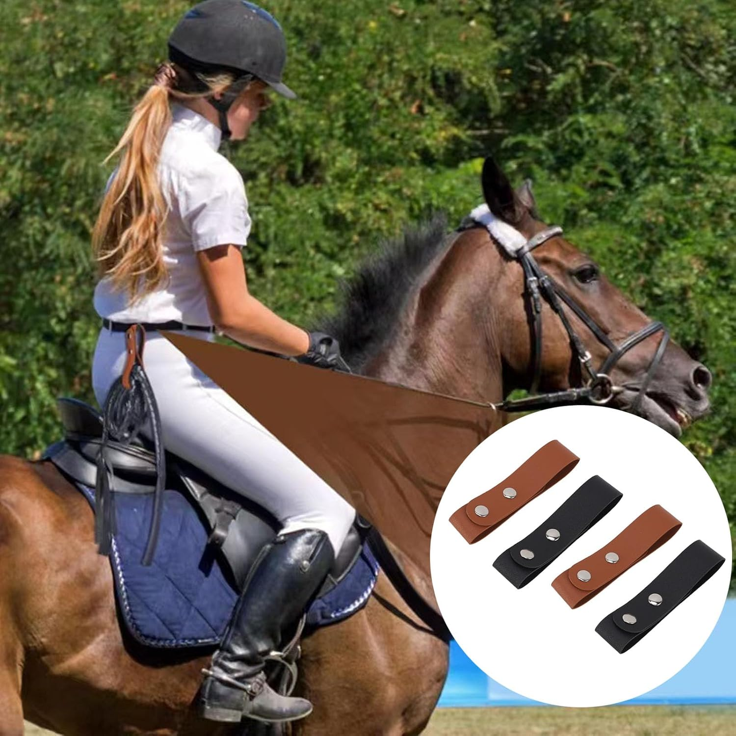 4Pcs Leather Whip Holster in Black and Brown Color Handmade Whips Holder Ideal for Horse Riding Whips Crops with Pu Leather and Metal Buckle image number 5