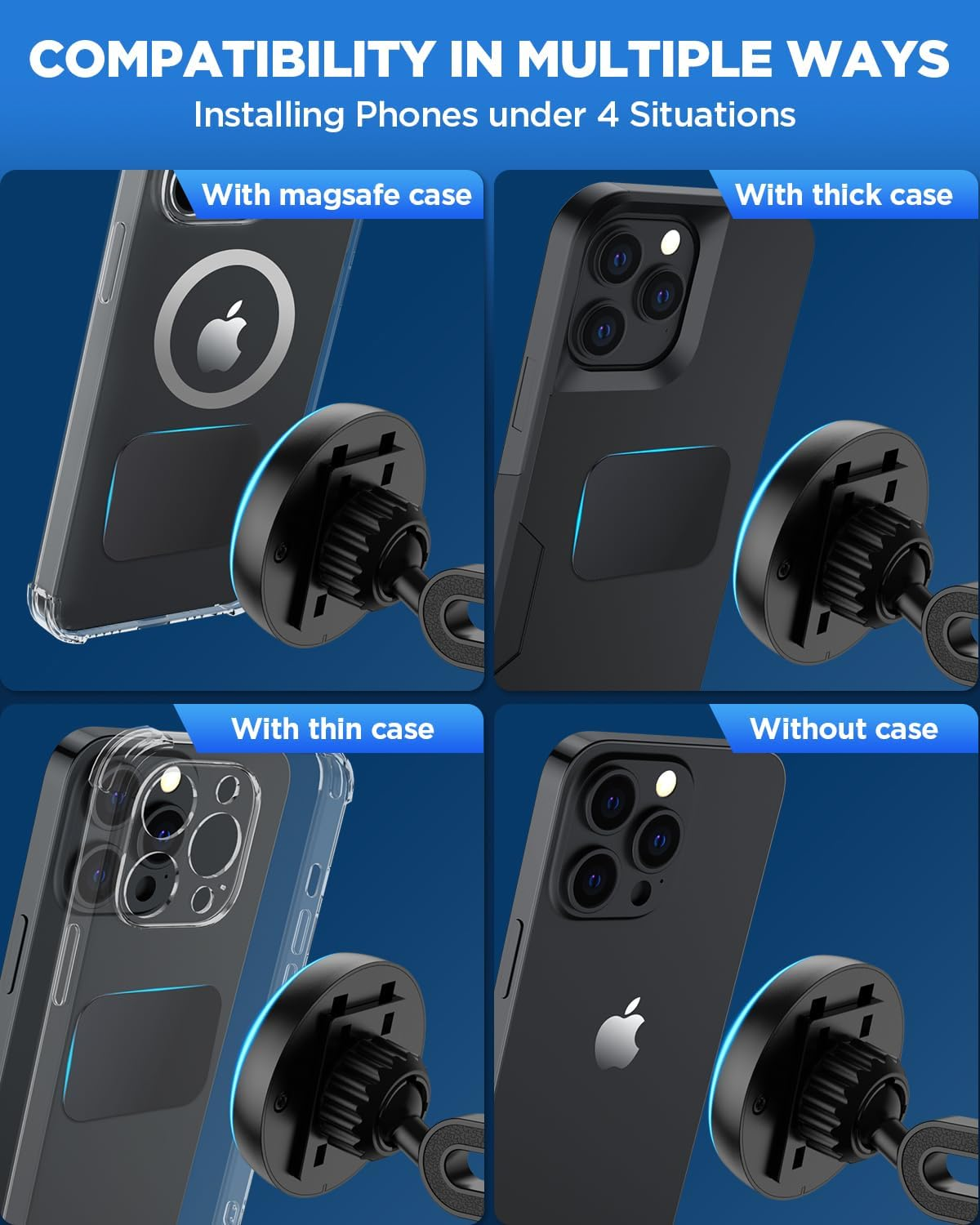 IPOW Magnetic Car Mount, Dashboard Magnetic Phone Holder for Car, Windshield Car Magnetic Phone Mount for Iphone 14/13/12 Series, Tap and Secure Mount, Black image number 1