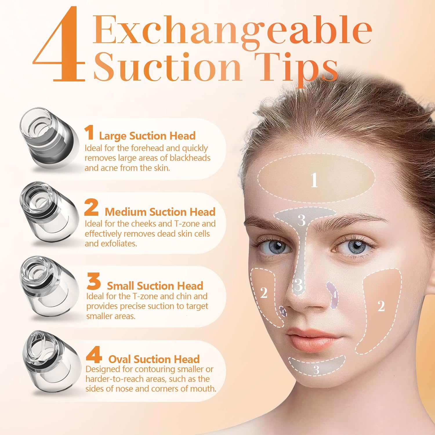 Blackhead Remover Vacuum Pore Extractor - Face Blackhead Extractor Pimple Extractor Skin Tag Remover Tool Pore Cleaner with USB Charge 4 Modes 5 Suction Heads image number 6