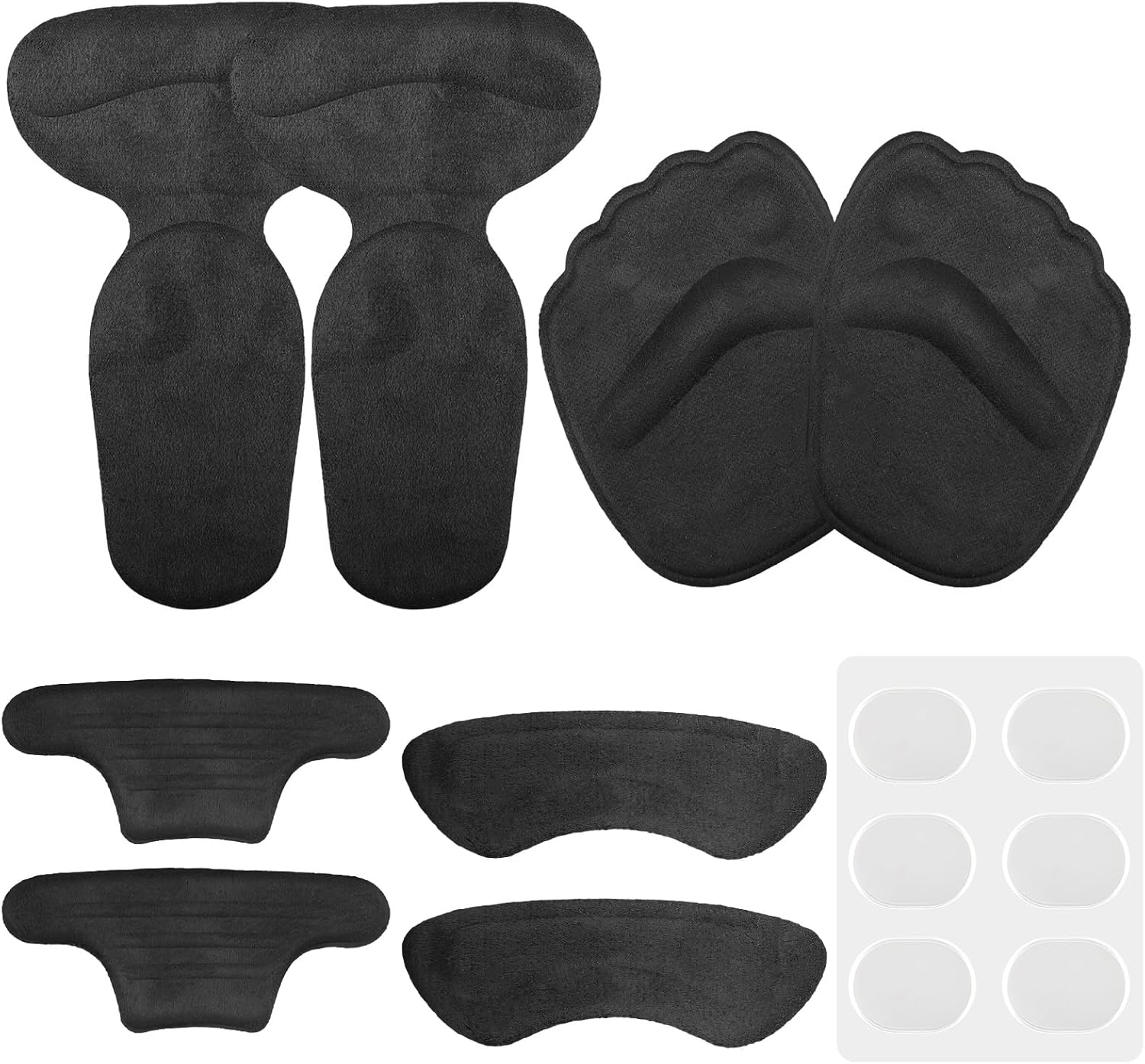 14 Pcs Heel Grips Liner Cushions Inserts, Self-Adhesive Tongue Pads Heel Grip for Shoes for Women and Men, 5 Shapes to Anti-Slip Improve Shoe Fit & Prevent Foot Pain Blisters (Black) image number 3