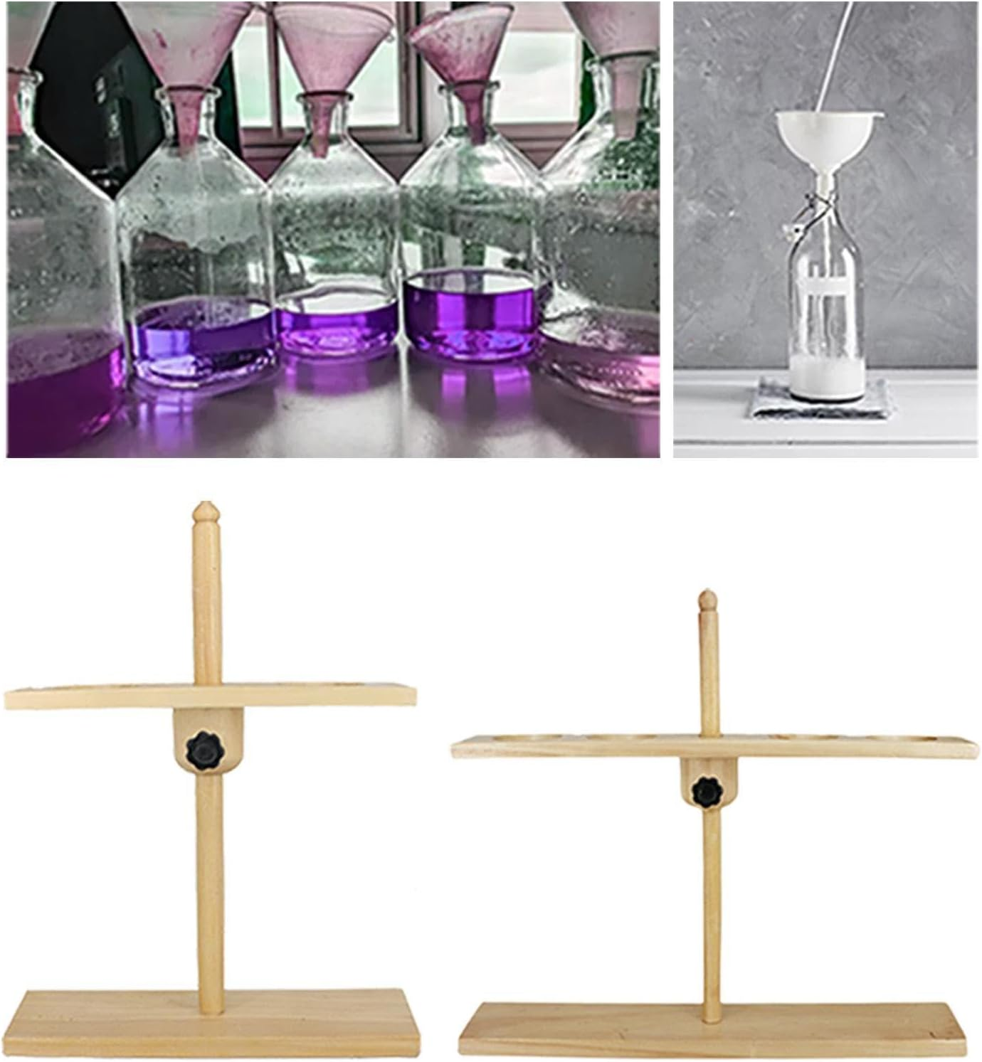 Eigell Funnel Holder Lab Tool with Base for Chemistry Applications, 2 Holes image number 3