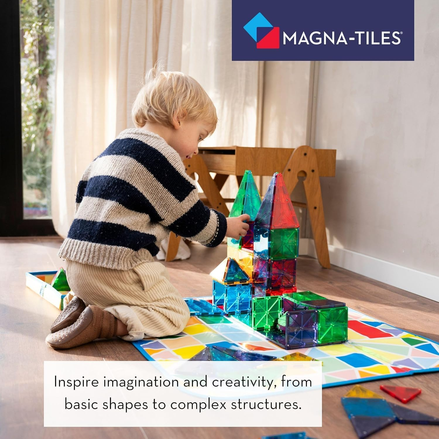 Magna-Tiles 100-Piece Clear Colors Set &ndash; the Original, Award-Winning Magnetic Building Tiles &ndash; Creativity and Educational &ndash; STEM Approved image number 4