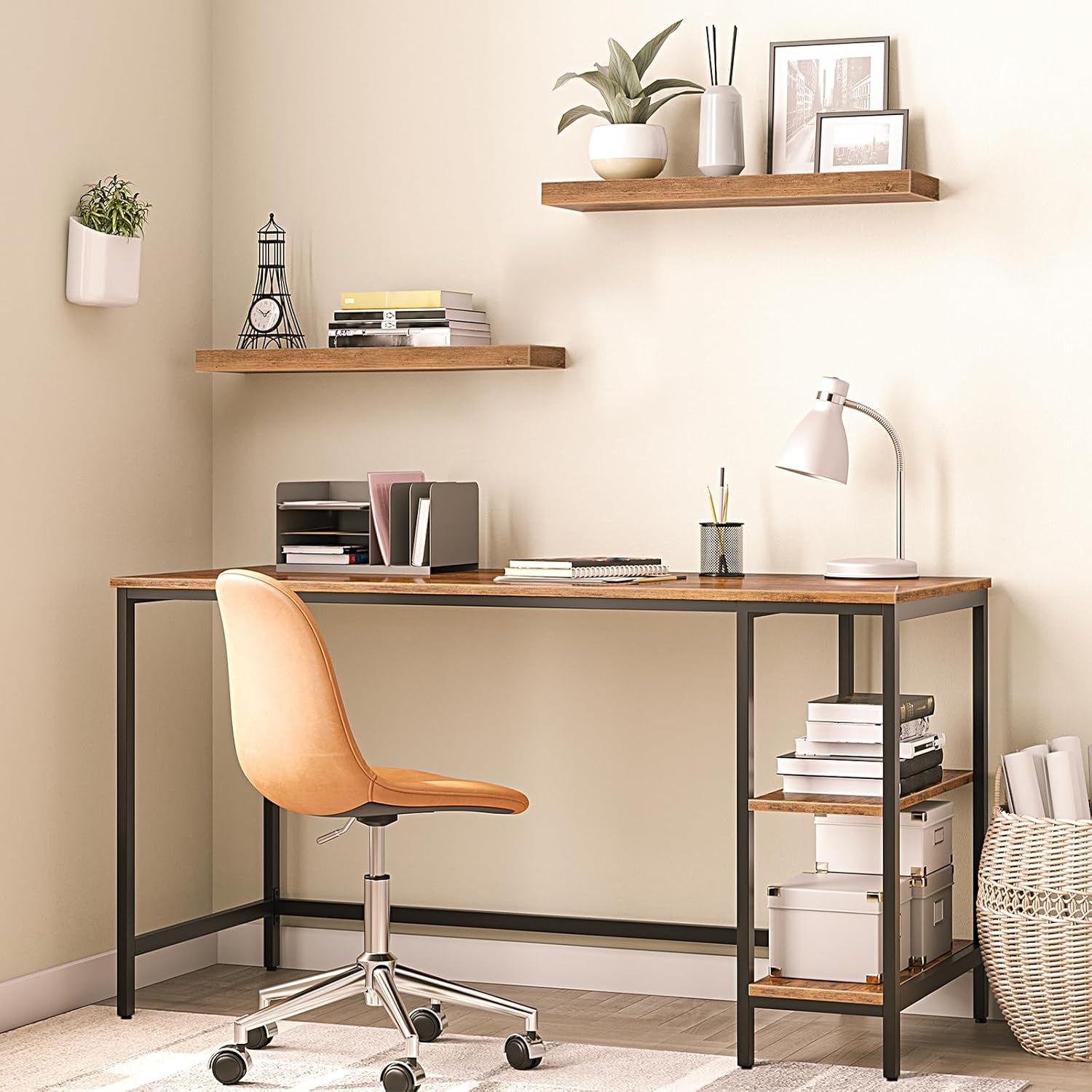 HOOBRO Floating Shelves, Wall Shelf Set of 2, 23.6 Inch Hanging Shelf with Invisible Brackets, for Wall in Bathroom, Bedroom, Toilet, Kitchen, Living Room, Office, Rustic Brown BF60BJ01 image number 6