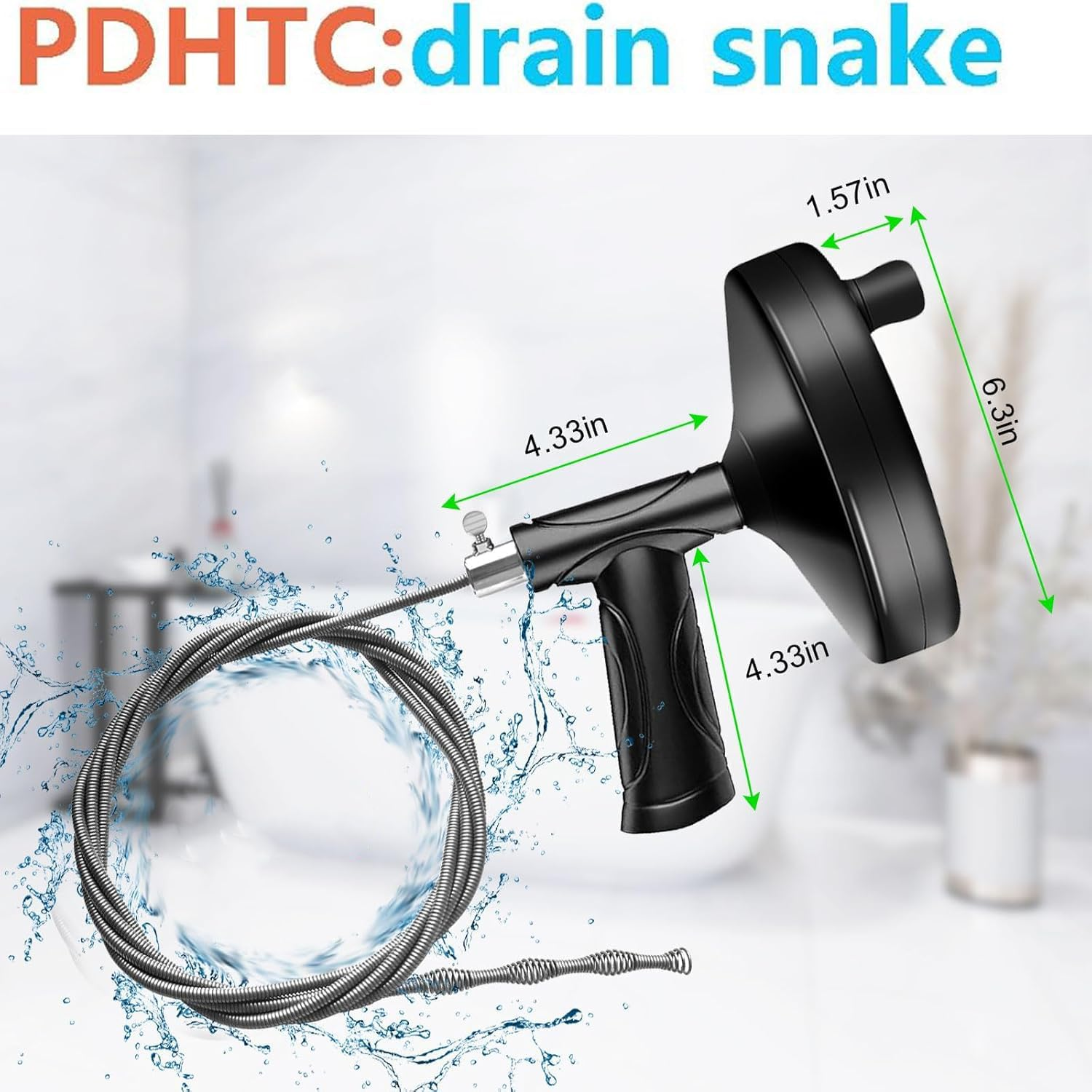 Drain Snake Auger 16.4Feet, Plumbing Snake Drain Hair Clog Removal Tool,Sink Unclogger Drain Cleaner Tool Heavy Duty Toilet Snake Auger, for Bathroom Kitchen Tub Shower Drain Clog Remover with Gloves image number 4